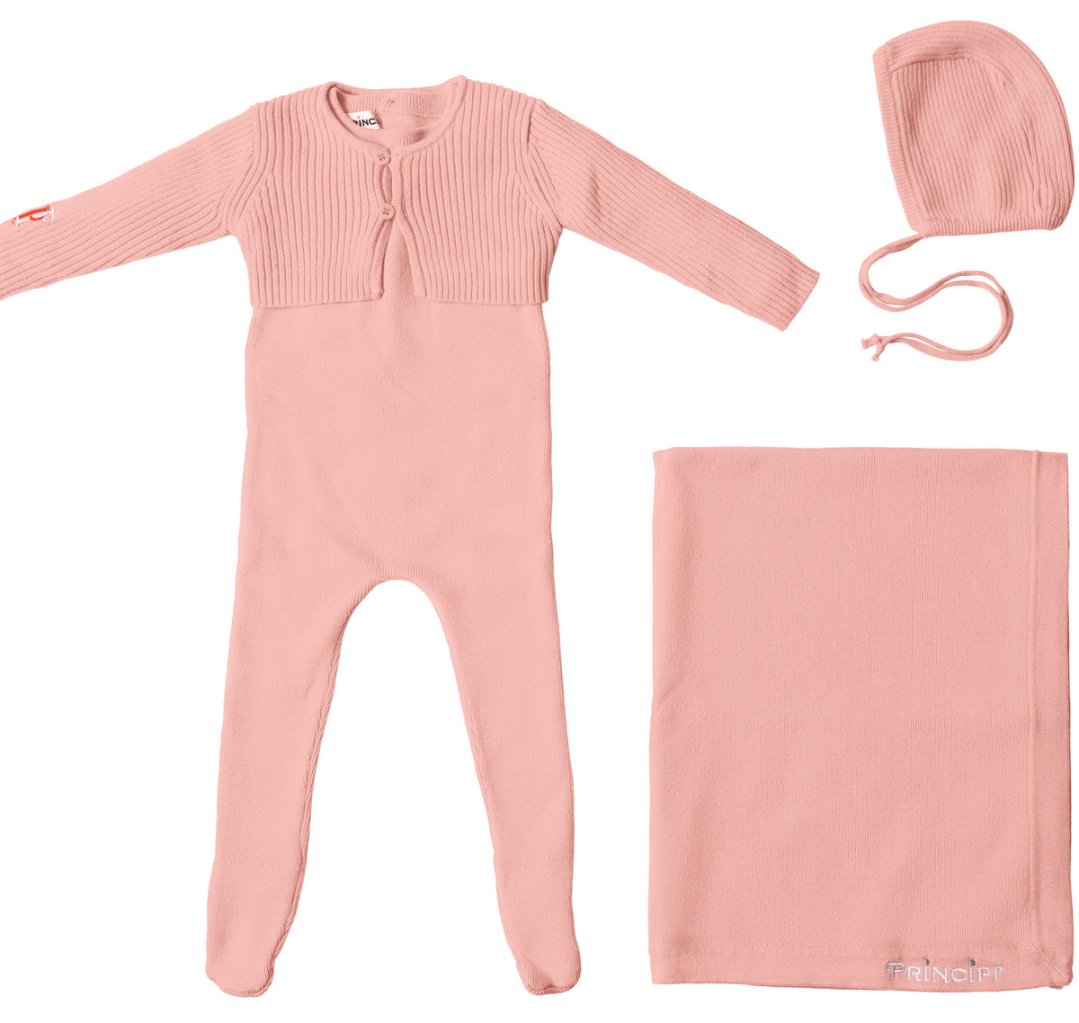 Principi Knit Girl 3pc Layette Set w/ Cardigan