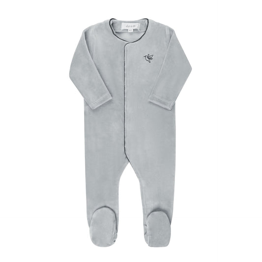 Ely's & Co Velour Embroidered Bird Footie