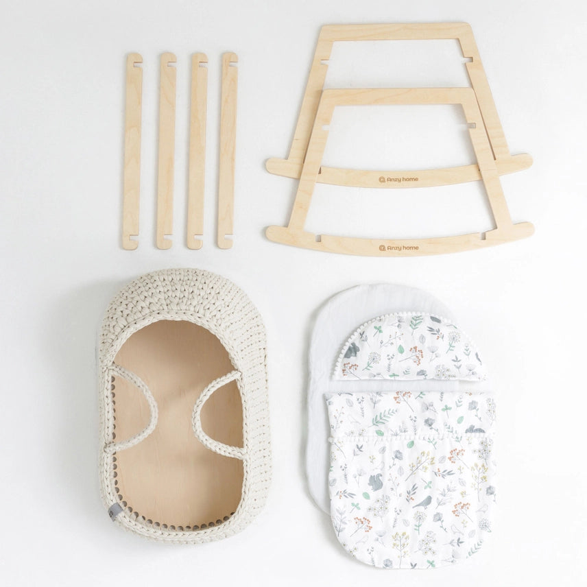 Anzy Doll Moses Basket with Rocking Stand