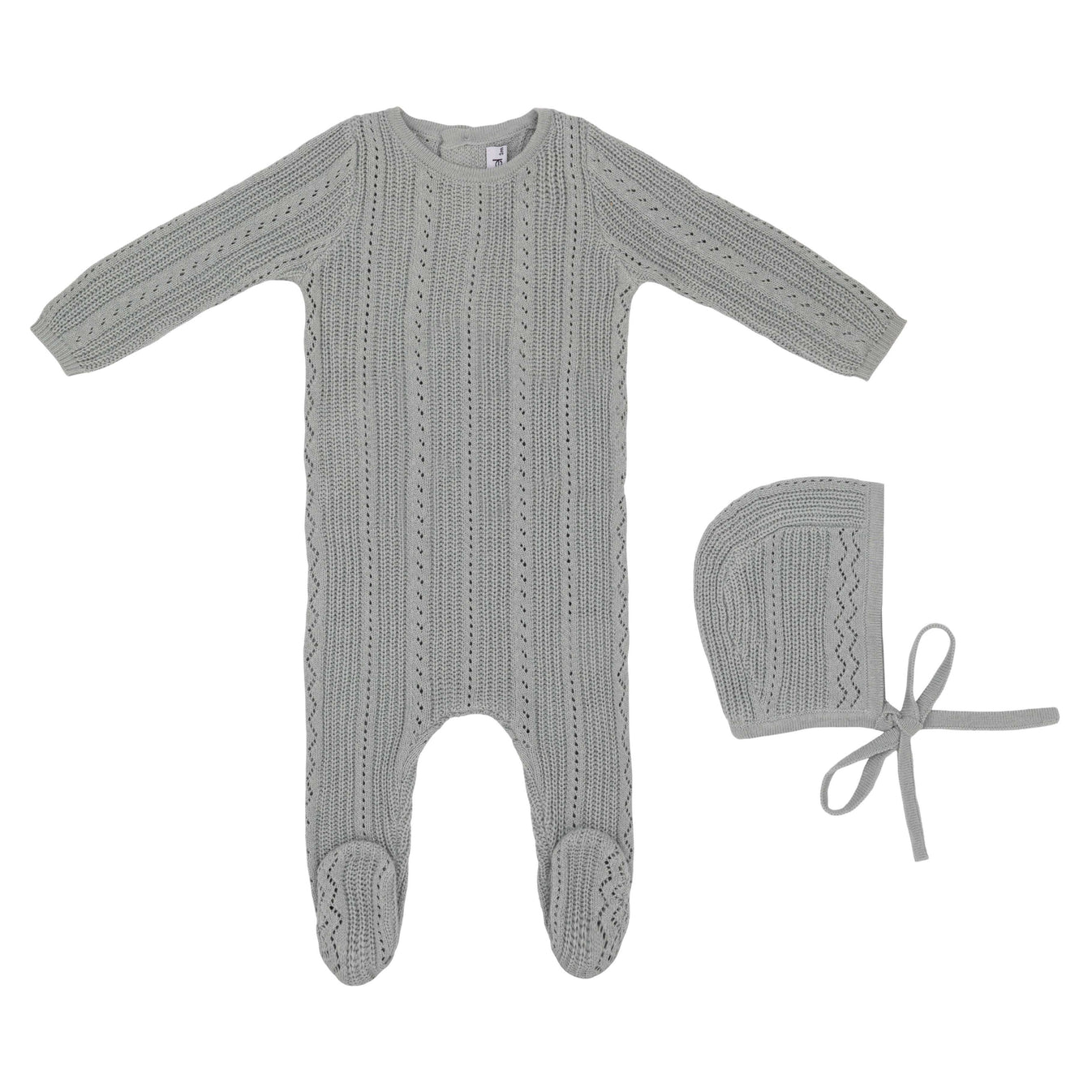 Mini Label Pointelle Knit Footie & Hat
