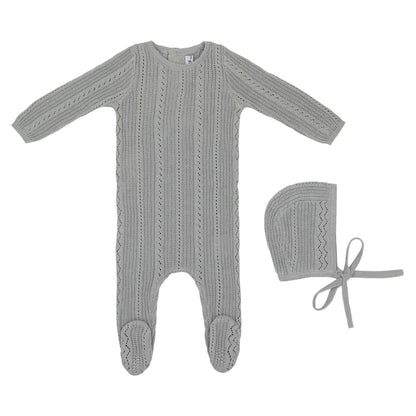 Mini Label Pointelle Knit Footie & Hat