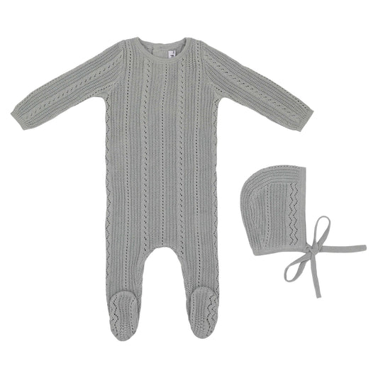 Mini Label Pointelle Knit Footie & Hat