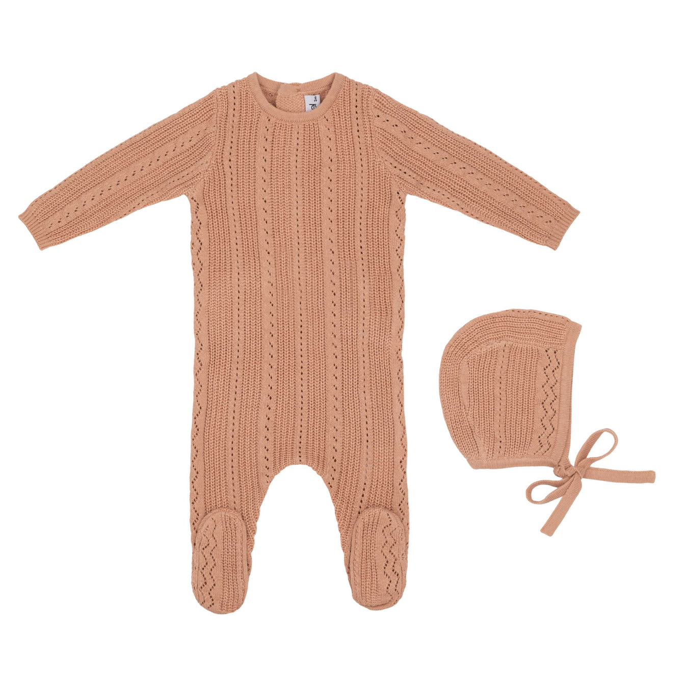 Mini Label Pointelle Knit Footie & Hat