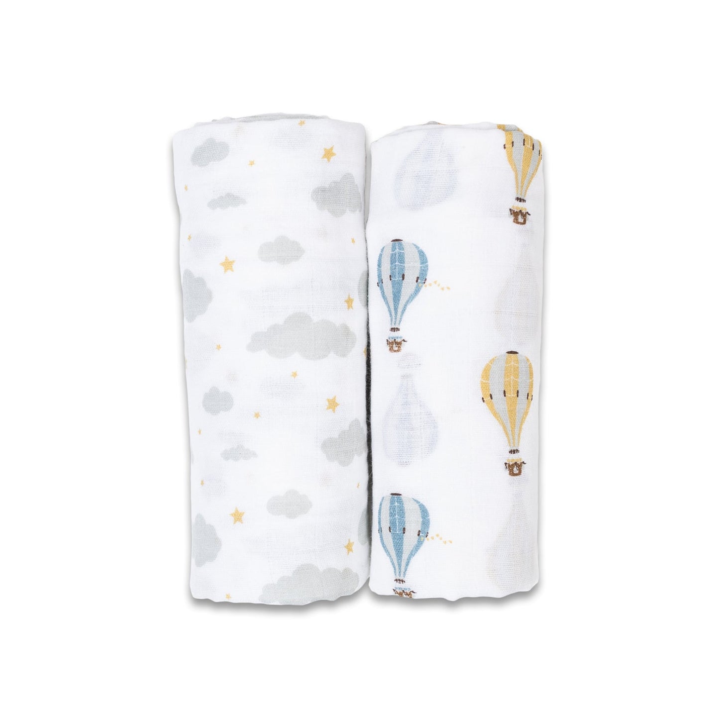 Lulujo Cotton Swaddles - Hot Air Balloons & Clouds