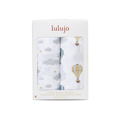 Lulujo Cotton Swaddles - Hot Air Balloons & Clouds