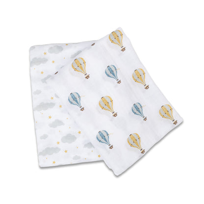 Lulujo Cotton Swaddles - Hot Air Balloons & Clouds