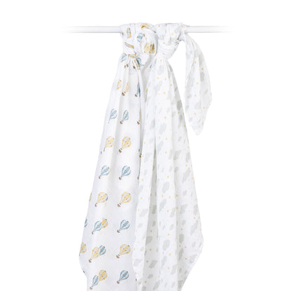 Lulujo Cotton Swaddles - Hot Air Balloons & Clouds