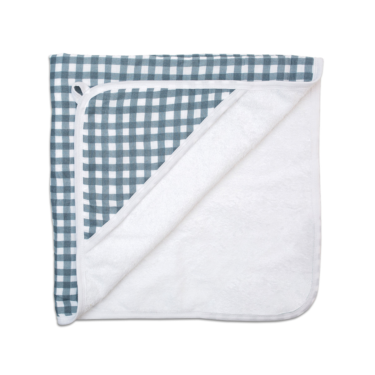 Lulujo Hooded Towel - Navy Gingham