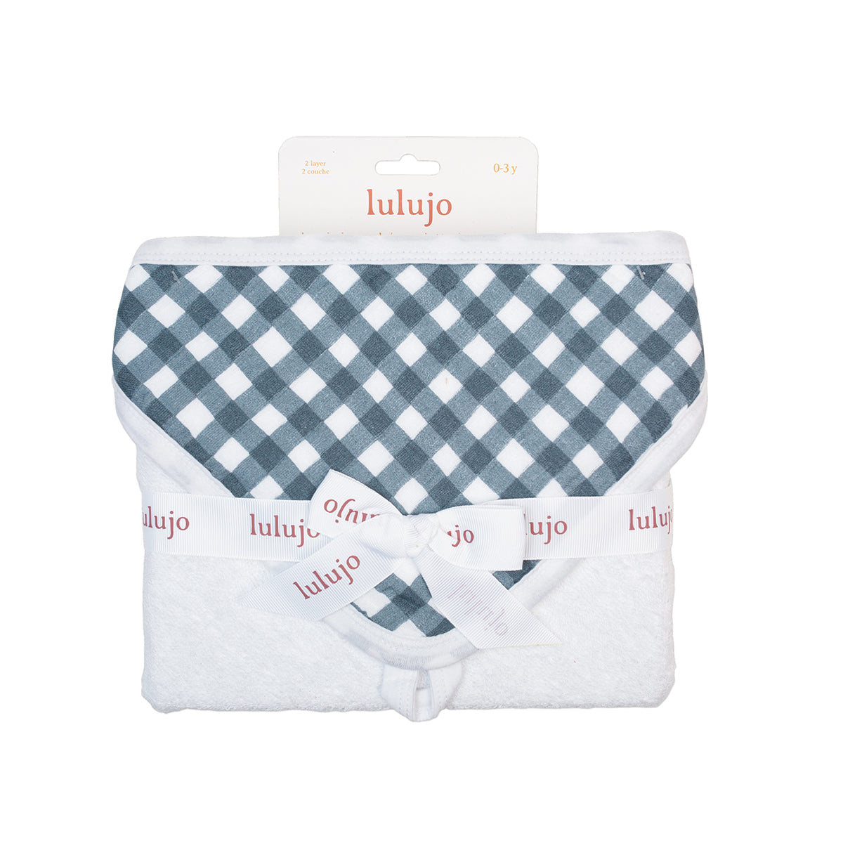 Lulujo Hooded Towel - Navy Gingham