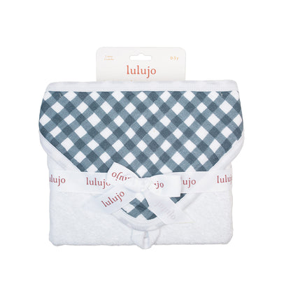 Lulujo Hooded Towel - Navy Gingham