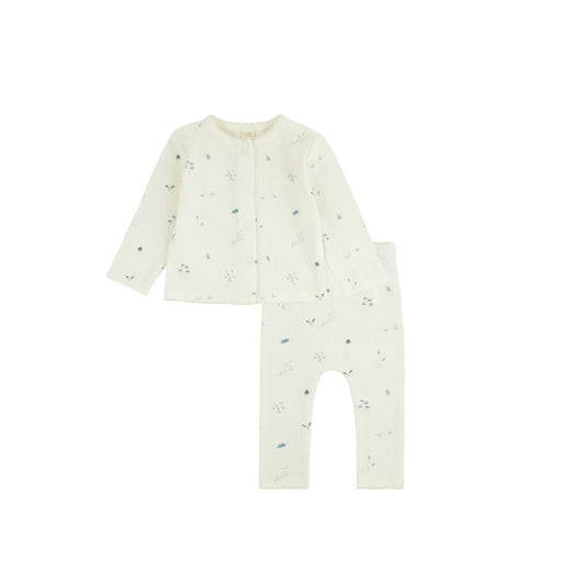 Daisy Winter RibPrint Cardigan & Leggings & Hat