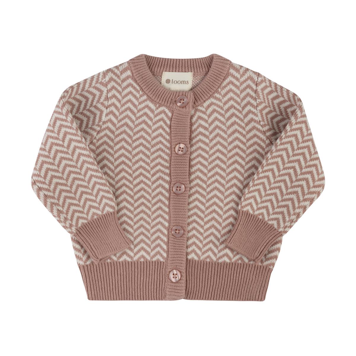 Looms Herringbone Baby Cardigan (6M, Pink)