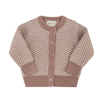 Looms Herringbone Baby Cardigan (6M, Pink)