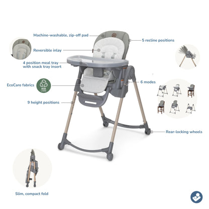 Maxi Cosi Minla 6-in-one Adjustable High Chair (Classic Graphite)