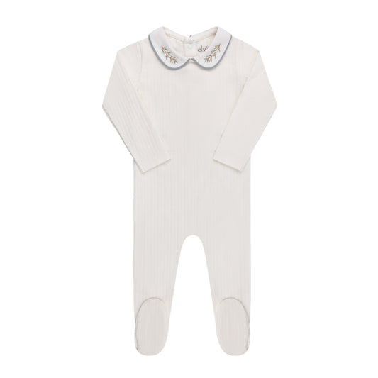 Ely's & Co Cotton Wide Rib Embroidered Footie