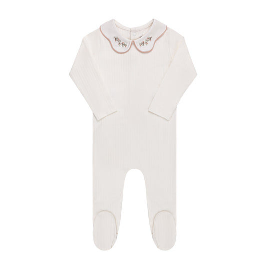 Ely's & Co Cotton Wide Rib Embroidered Footie