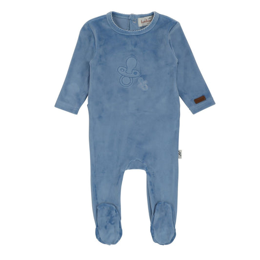 Bondoux Paci Embroidered Velour Footie Boy