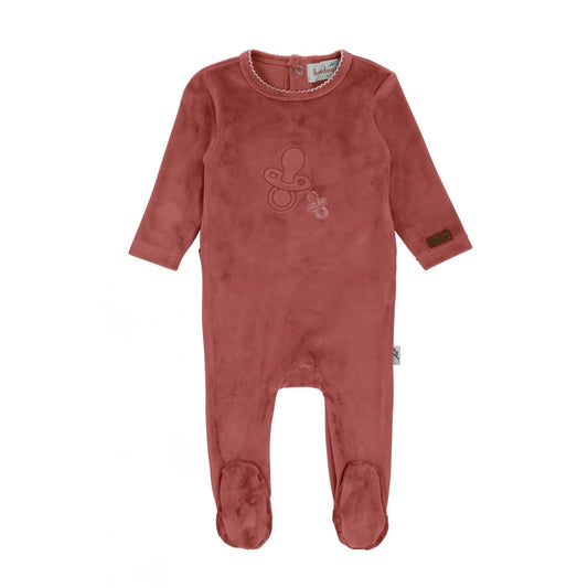 Bondoux Paci Embroidered Velour Footie Girl