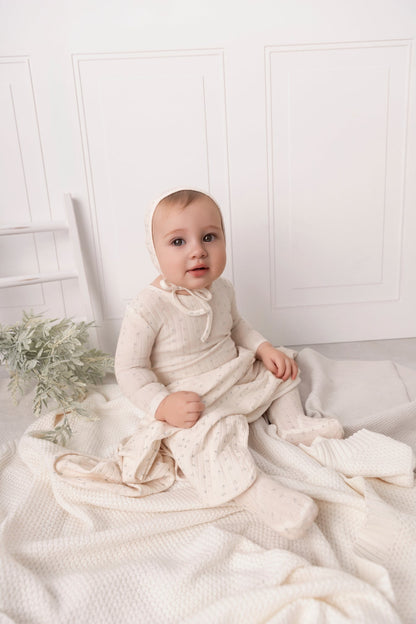 Mini Label Petal Pointelle Floral Footie (Boy)