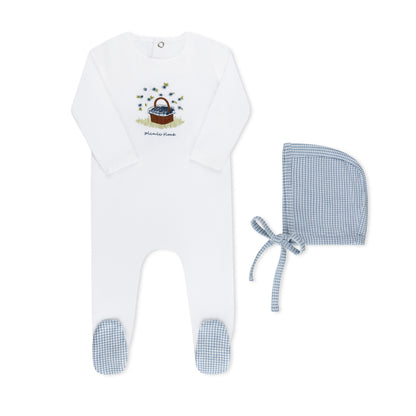 Tritcot Checked Fringe Footie & Hat