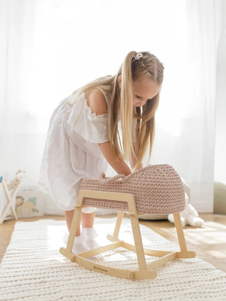 Anzy Doll Moses Basket with Rocking Stand