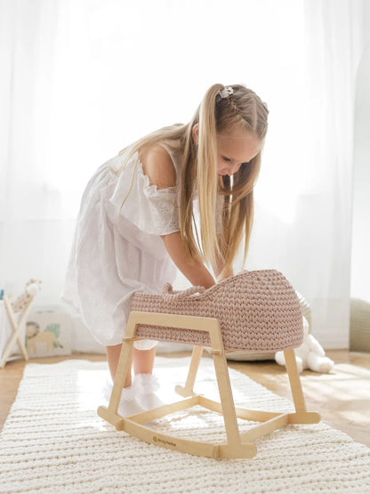 Anzy Doll Moses Basket with Rocking Stand