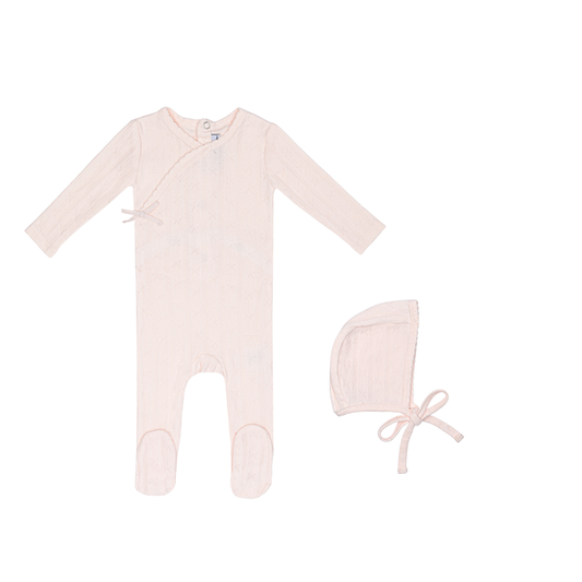 Mini Label Butterfly Wrapover Pointelle Footie/Hat