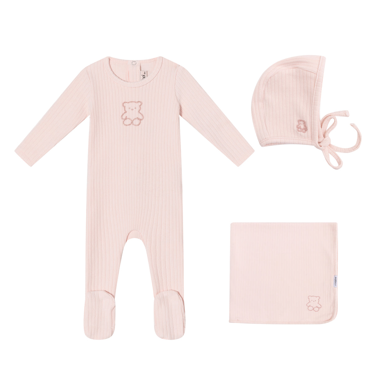 Mini Label Pointelle Bear 3pc Set (g)