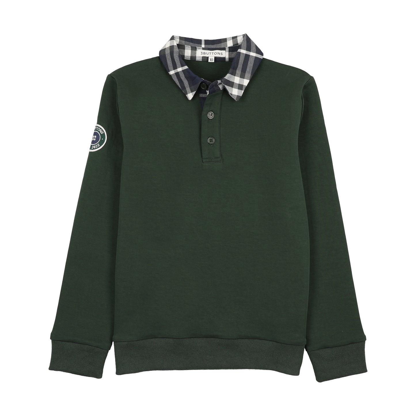 3 Buttons Sweatshirt Plaid Polo
