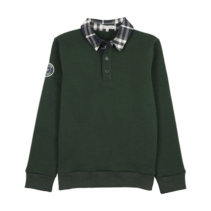 3 Buttons Sweatshirt Plaid Polo