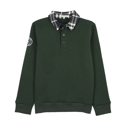 3 Buttons Sweatshirt Plaid Polo