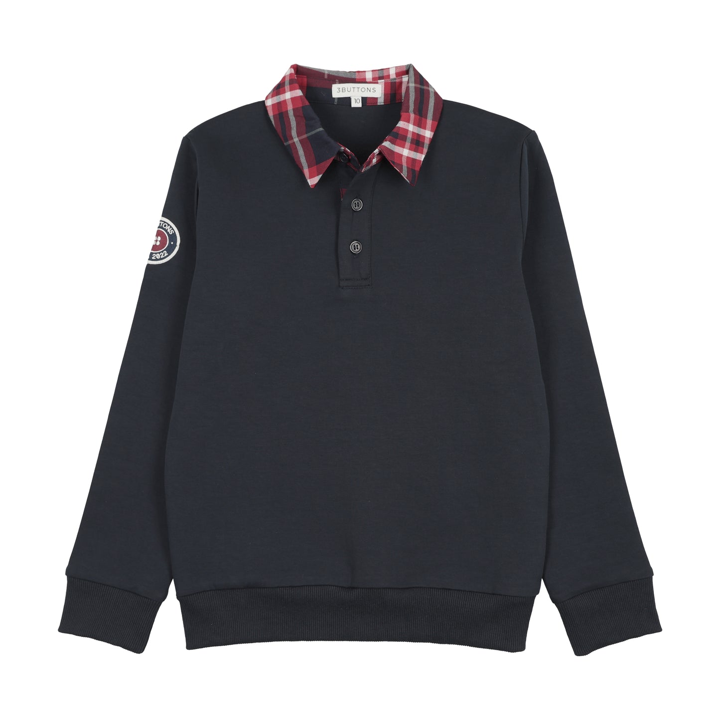3 Buttons Sweatshirt Plaid Polo