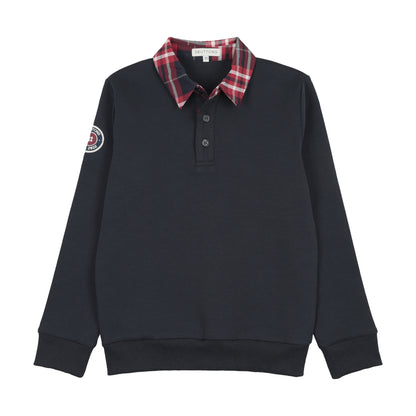 3 Buttons Sweatshirt Plaid Polo