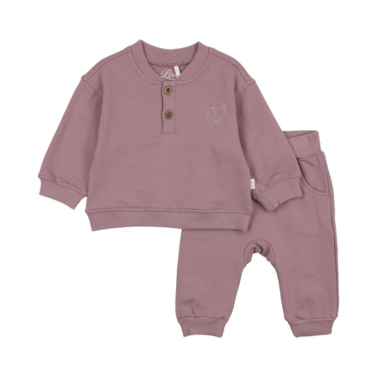 Pouf Henley Heart Sweatsuit Girl