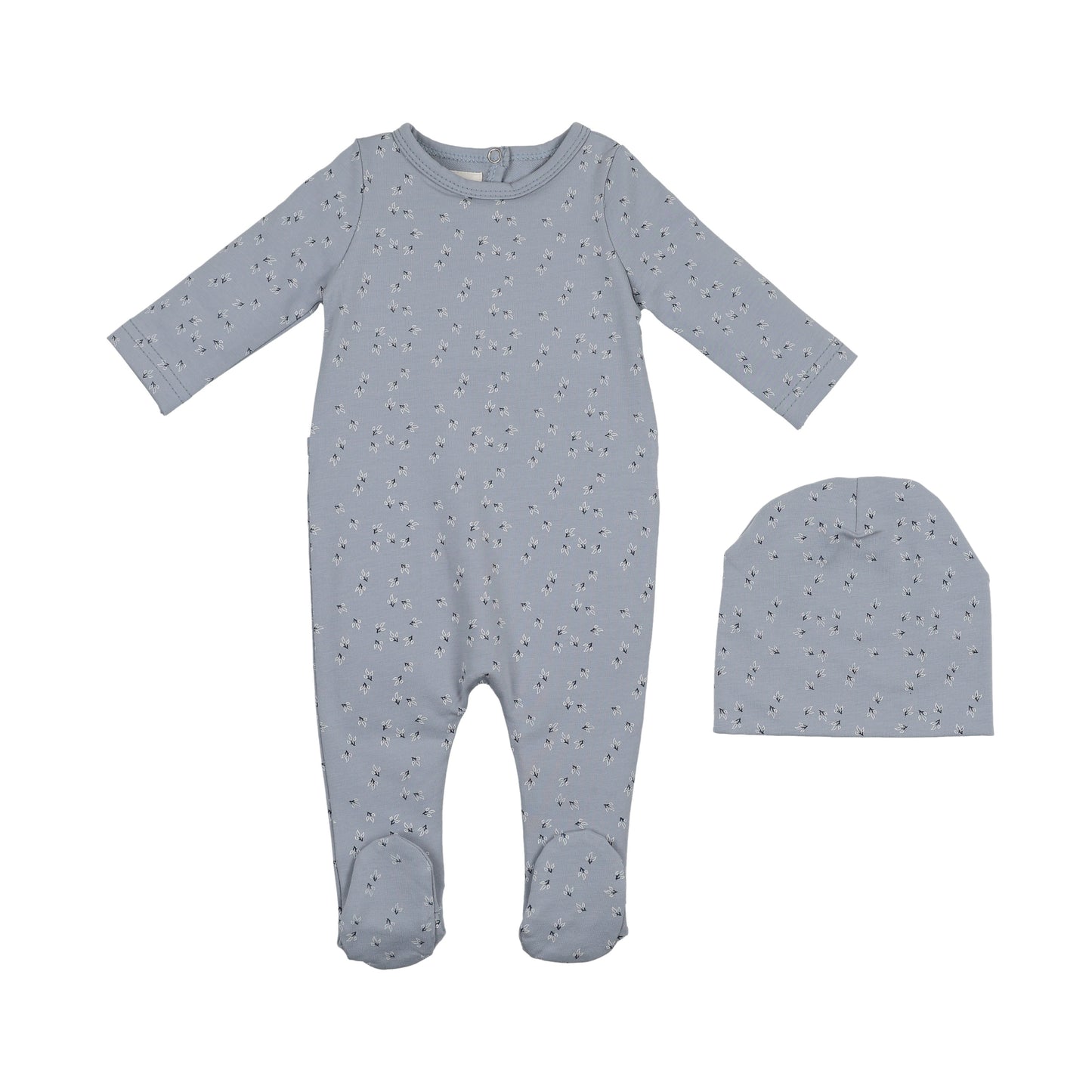 Maniere Printed Leaf Footie And Beanie