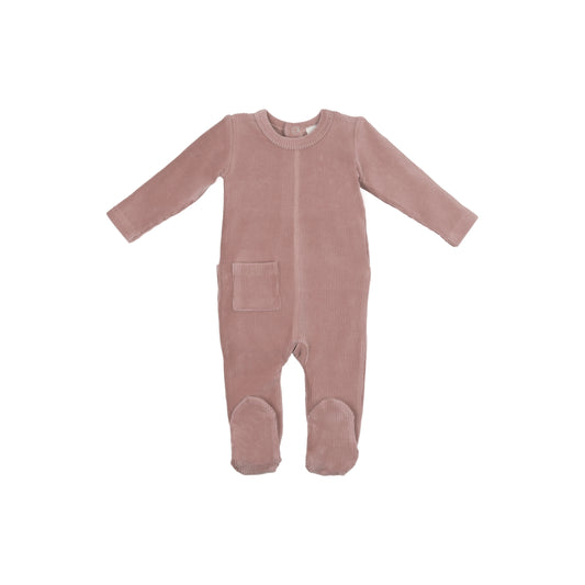 Maniere Ribbed Velour Footie