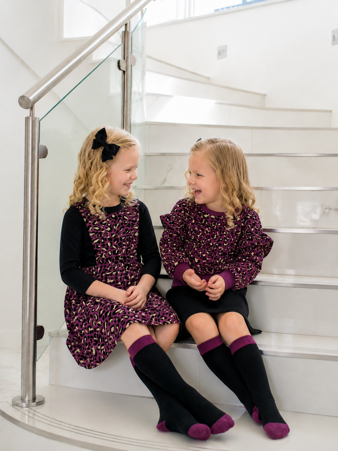 Tiny Too Girls Raspberry Leopard Ruffle Sleeve Top