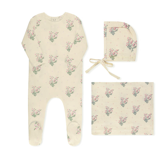 Tricot Scattered Floral Layette Set (girl)