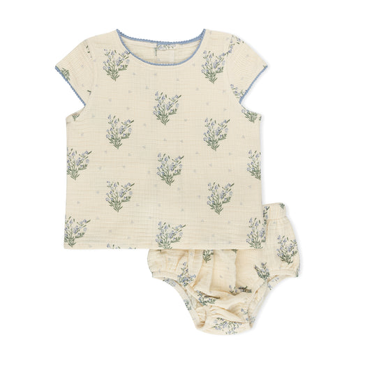 Tricot Scattered Floral Short 2 Pc