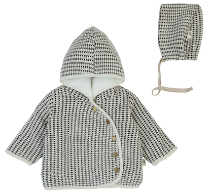 Bondoux Knit Detail Sweater w/ Bonnet
