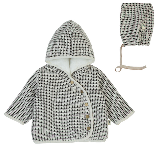Bondoux Knit Detail Sweater w/ Bonnet