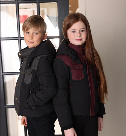 Mantel Girl Denim-Look Trimmed Winter coat
