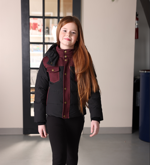 Mantel Girl Denim-Look Trimmed Winter coat