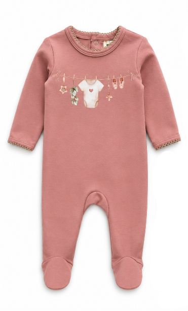 Buckingham Leaf & Line Footie (girl)