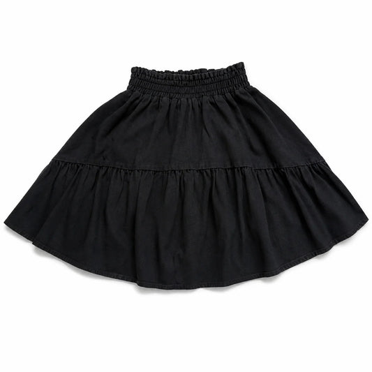 Teela Smocked Black Denim Skirt