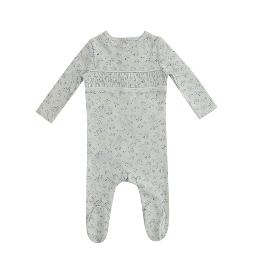 Mini Label Smocked Floral Footie Boy