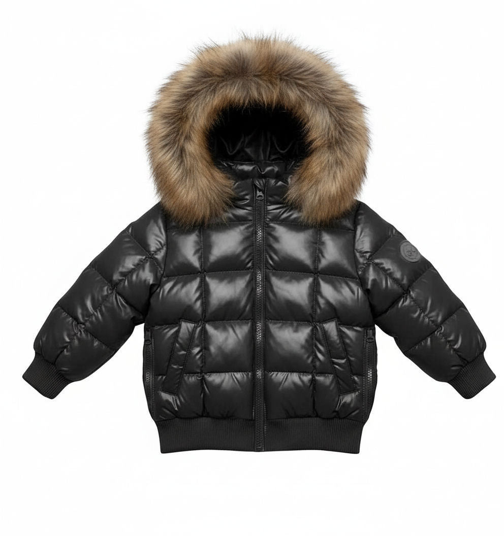 Buckingham Square Black Jacket- Mock fur