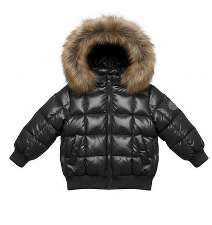 Buckingham Square Black Jacket- Mock fur