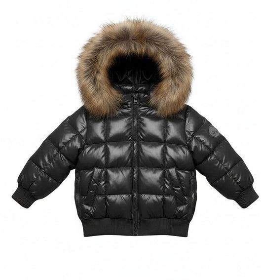 Buckingham Square Black Jacket- Mock fur