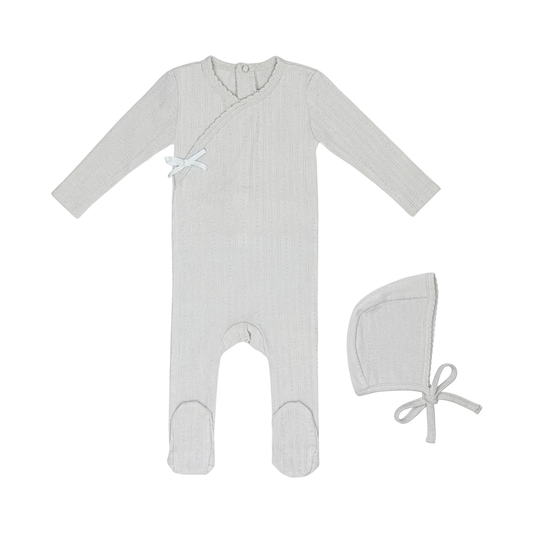 Mini Label Circle Wrapover Pointelle Footie & Hat